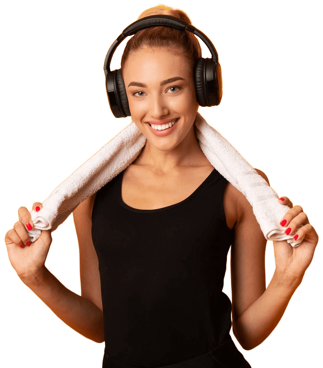 woman in earphones listening to music after exerci 1